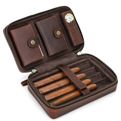 Traff "Cigar Vault Pro" Caja de Puros de Cuero Verdadero