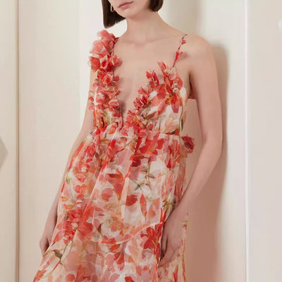 Traff Silvia Vestido de Verano Sin Mangas con Escote en V Profundo