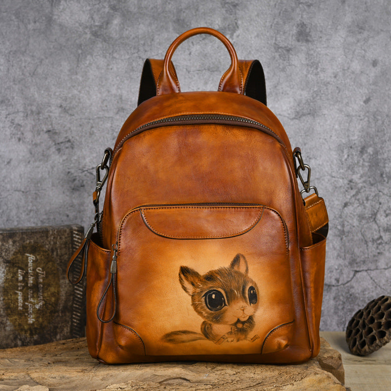 Mochila de Cuero Retro Twin Traff