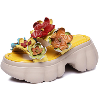 Traff Nappa Zapatillas de Tacón con Diseño de Flores