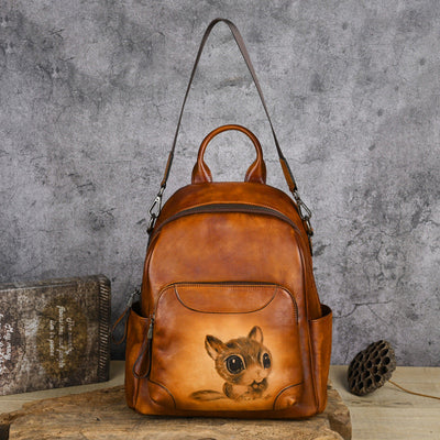 Mochila de Cuero Retro Twin Traff