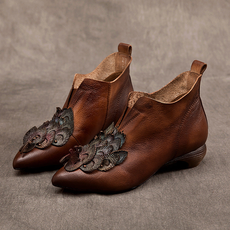 Traff Kyoto Zapato Étnico de Cuero Verdadero con Tacón Medio