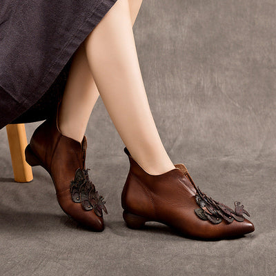 Traff Kyoto Zapato Étnico de Cuero Verdadero con Tacón Medio