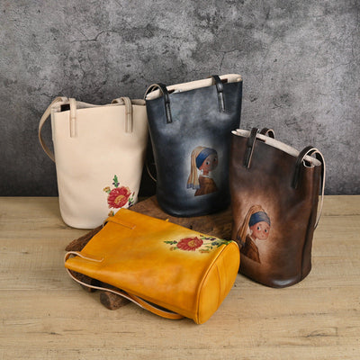 Bolso de Mano de Cuero Estilo Cubo Traff