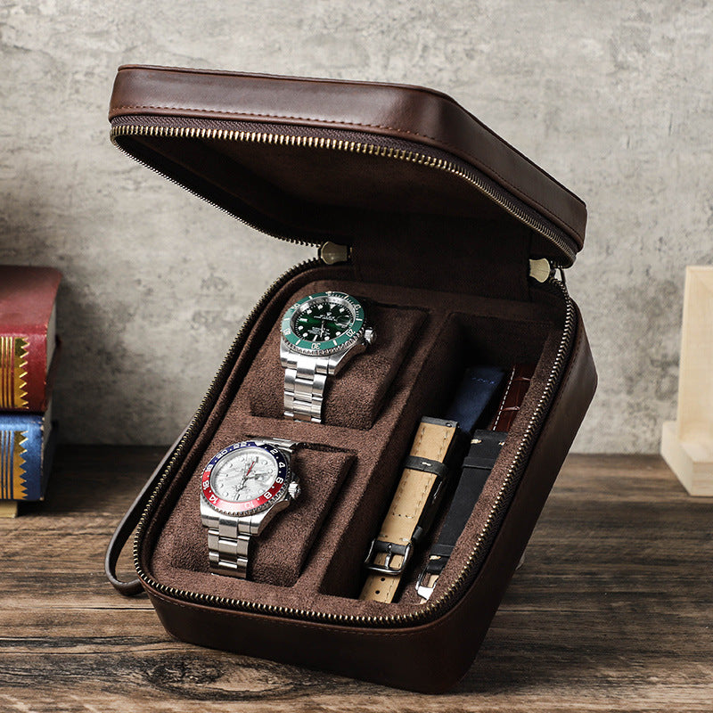 Traff Caja Dual Vault de Cuero para Reloj y Gafas