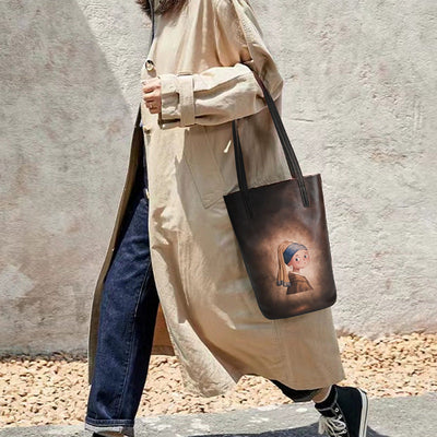 Bolso de Mano de Cuero Estilo Cubo Traff
