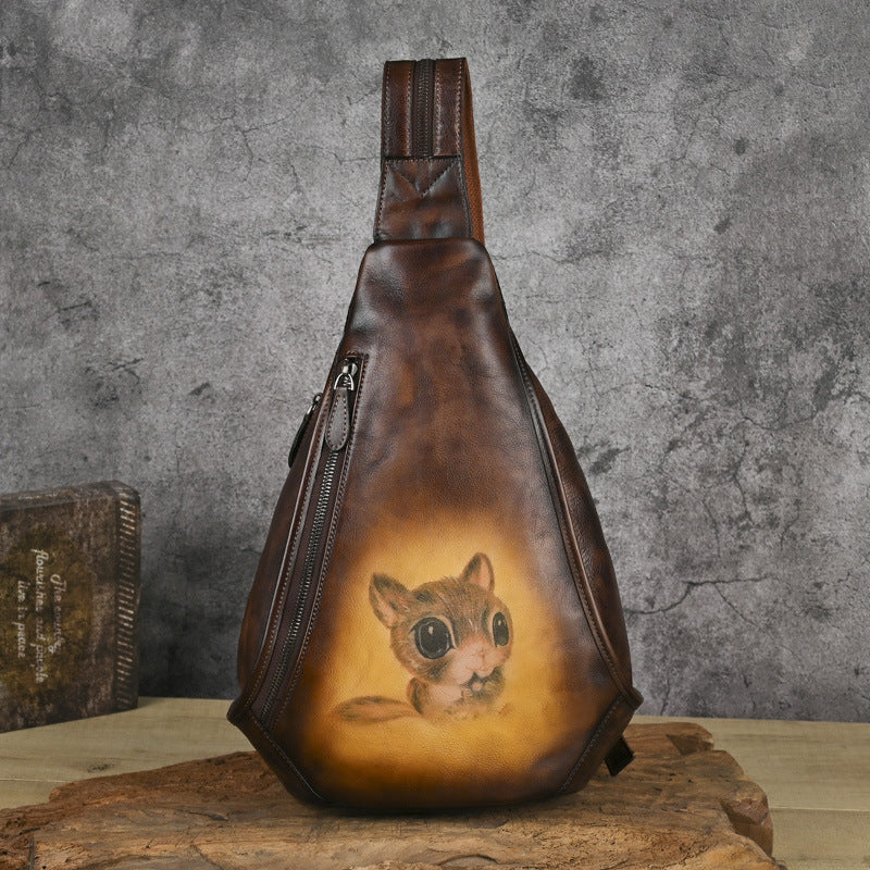 Traff UrbanNomad Mochila de Pecho de Cuero Verdadero