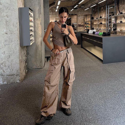 Traff Pantalones Retro de Cintura Baja