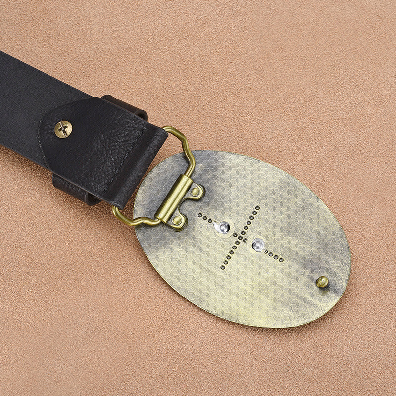 Traff KMP134 Cinturón de Hombre Ligero de PU – Hebilla con Figura de Toro