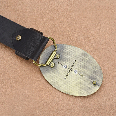 Traff KMP134 Cinturón de Hombre Ligero de PU – Hebilla con Figura de Toro