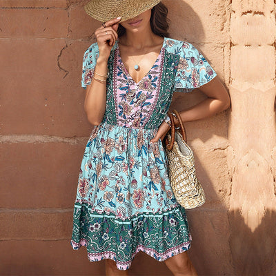 Vestido Corto de Manga Corta Traff Sahra