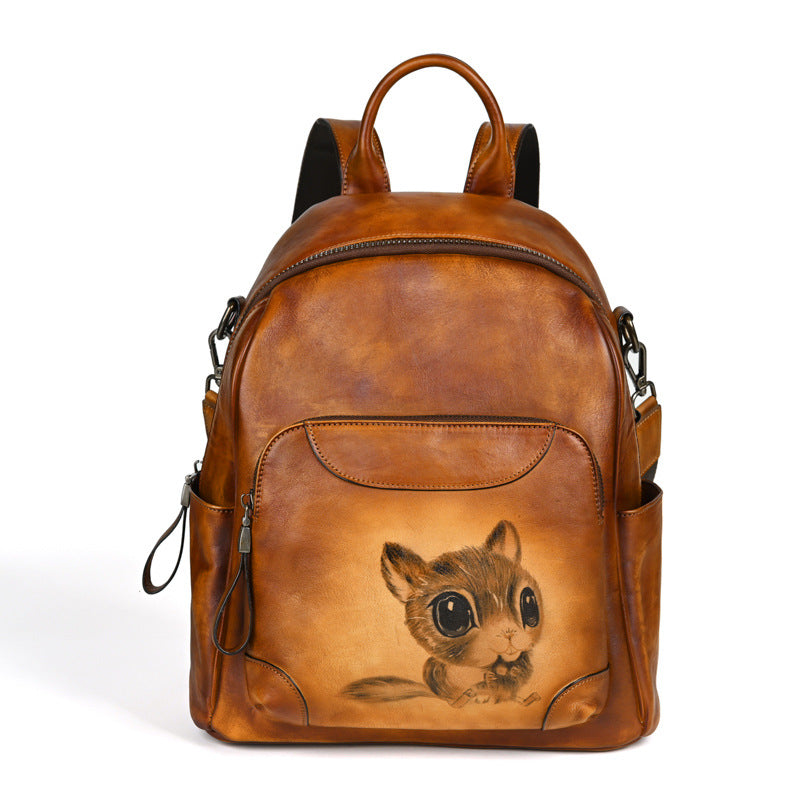 Mochila de Cuero Retro Twin Traff