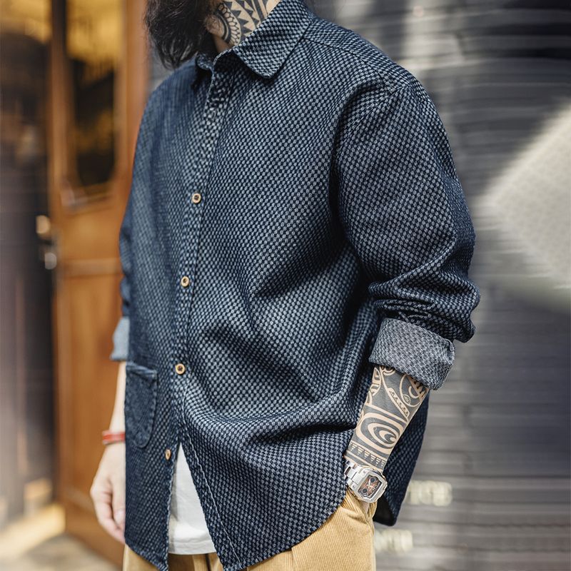 CAMISA DE DENIM CUADROS Traff