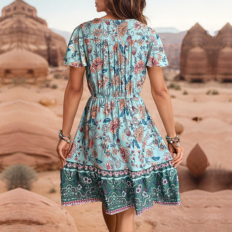Vestido Corto de Manga Corta Traff Sahra