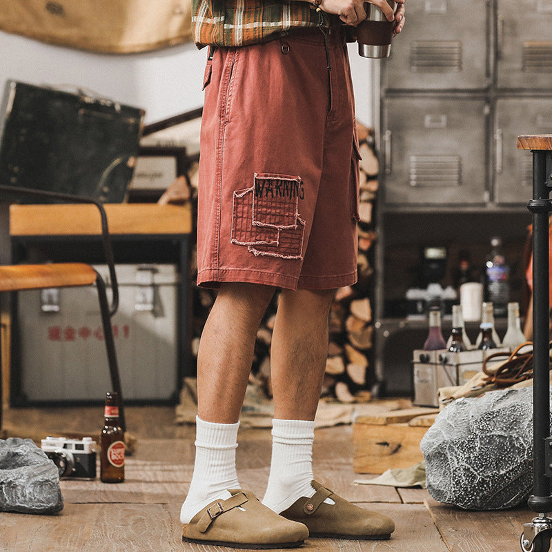 Traff Pantalones Cortos Retro Patchwork Ladrillo