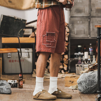 Traff Pantalones Cortos Retro Patchwork Ladrillo