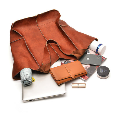 Bolso Tote Portátil de Cuero Suave y Grande