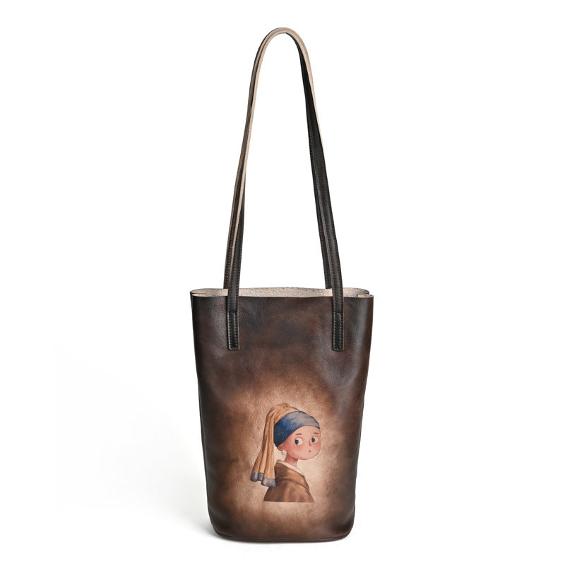 Bolso de Mano de Cuero Estilo Cubo Traff