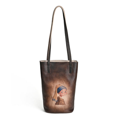 Bolso de Mano de Cuero Estilo Cubo Traff