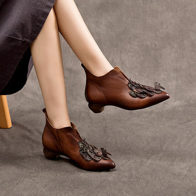Traff Kyoto Zapato Étnico de Cuero Verdadero con Tacón Medio