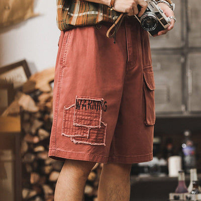 Traff Pantalones Cortos Retro Patchwork Ladrillo