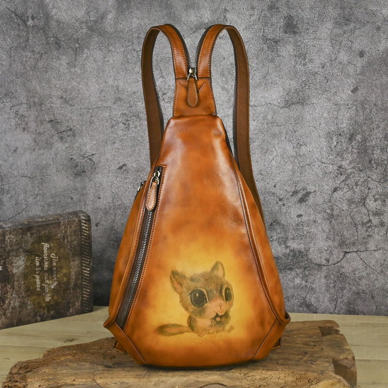 Traff UrbanNomad Mochila de Pecho de Cuero Verdadero