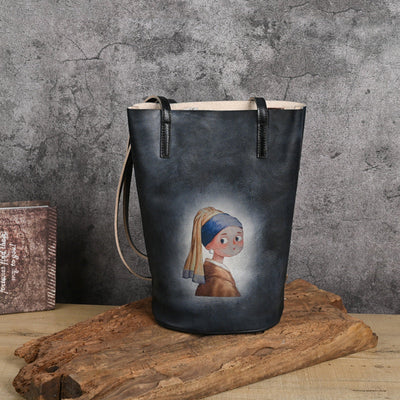 Bolso de Mano de Cuero Estilo Cubo Traff