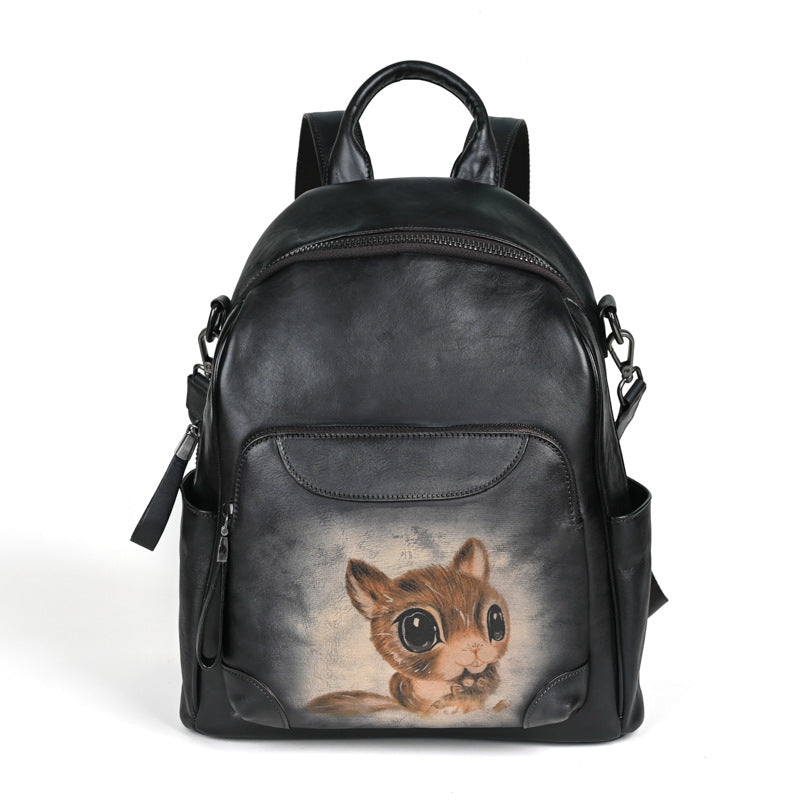 Mochila de Cuero Retro Twin Traff