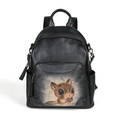 Mochila de Cuero Retro Twin Traff