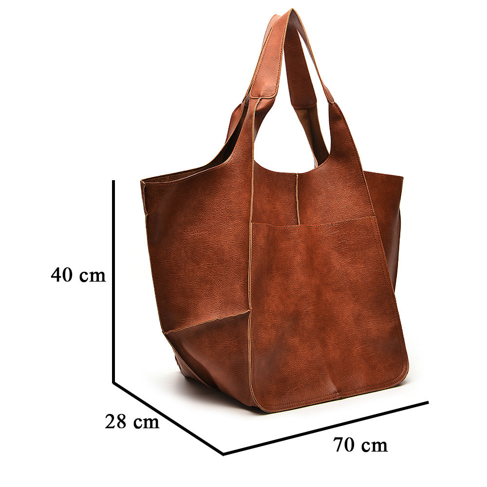 Bolso Tote Portátil de Cuero Suave y Grande