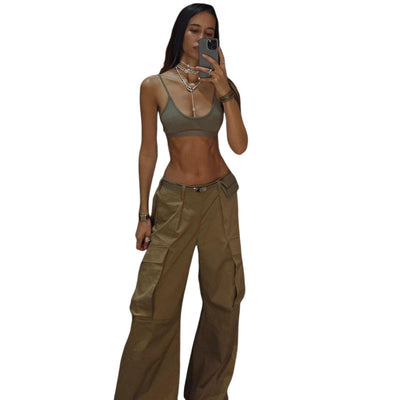 Traff Pantalones Retro de Cintura Baja