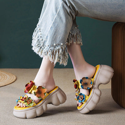 Traff Nappa Zapatillas de Tacón con Diseño de Flores