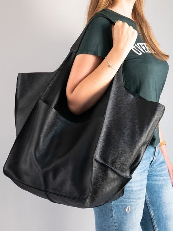 Bolso Tote Portátil de Cuero Suave y Grande