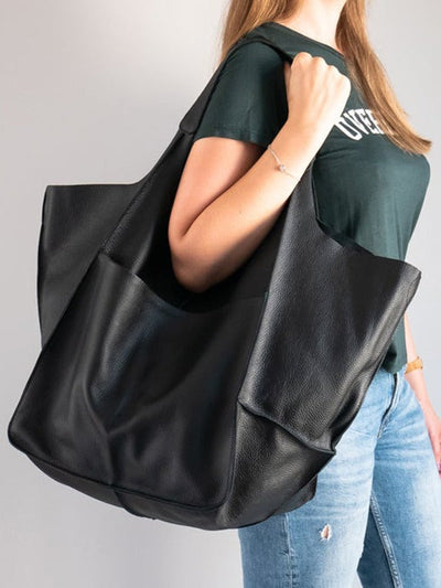 Bolso Tote Portátil de Cuero Suave y Grande