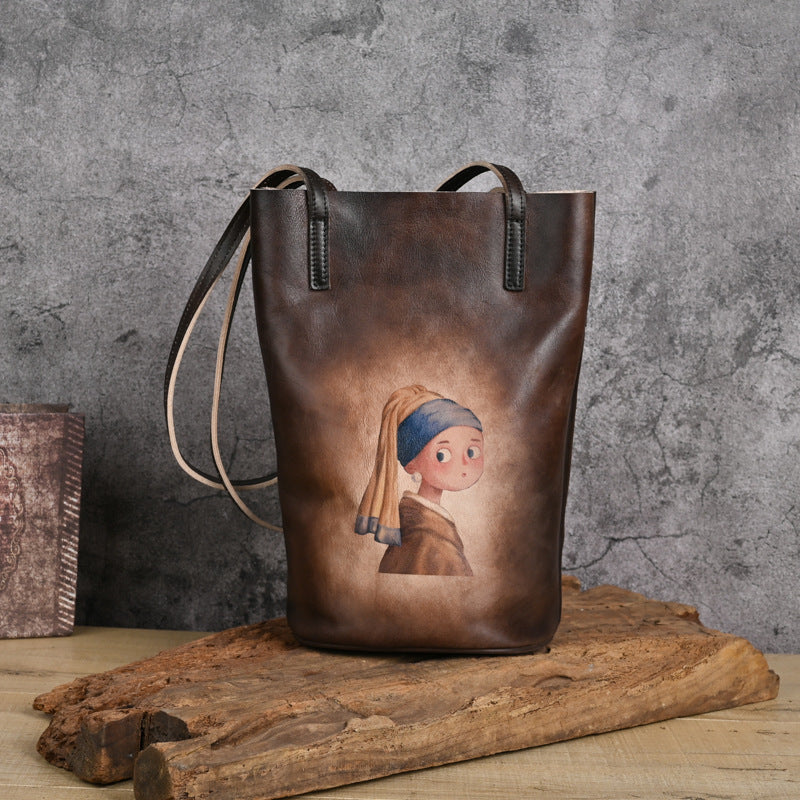 Bolso de Mano de Cuero Estilo Cubo Traff
