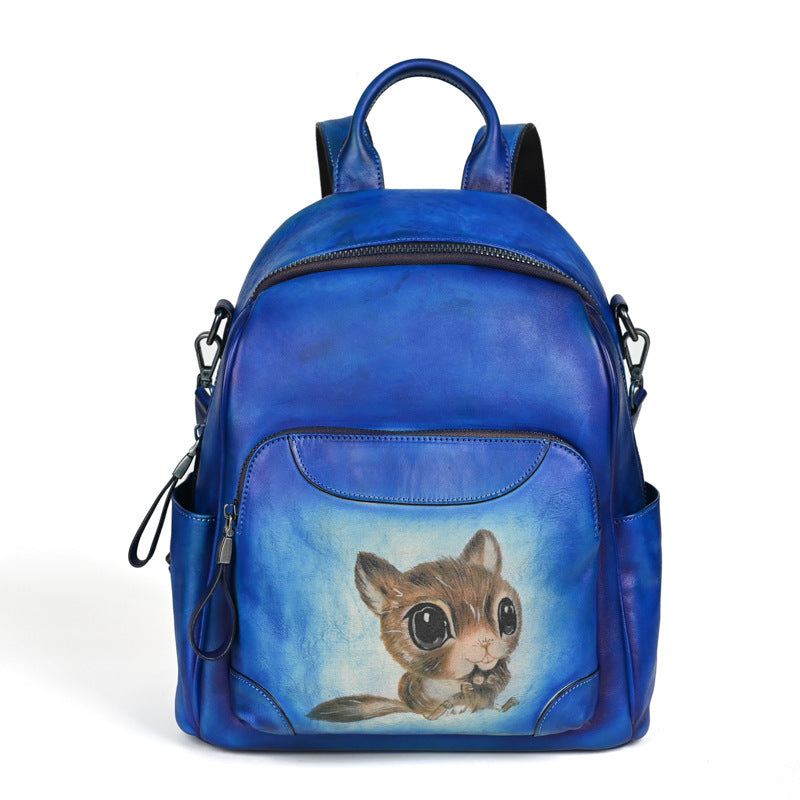 Mochila de Cuero Retro Twin Traff