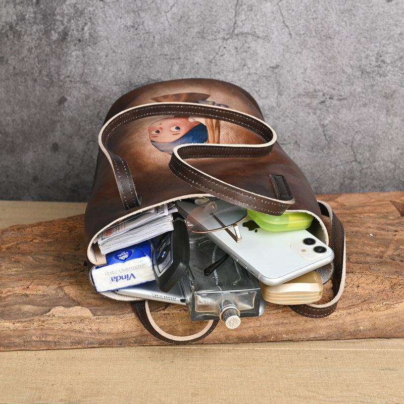 Bolso de Mano de Cuero Estilo Cubo Traff