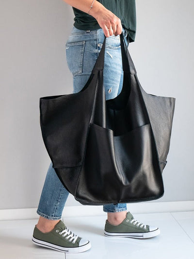 Bolso Tote Portátil de Cuero Suave y Grande