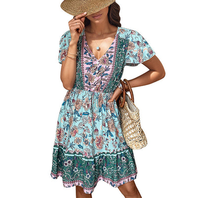 Vestido Corto de Manga Corta Traff Sahra