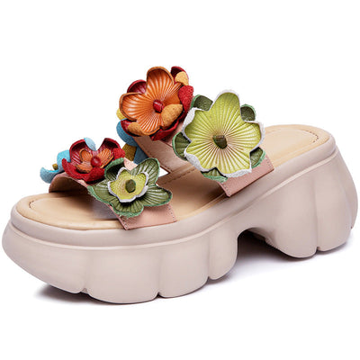 Traff Nappa Zapatillas de Tacón con Diseño de Flores