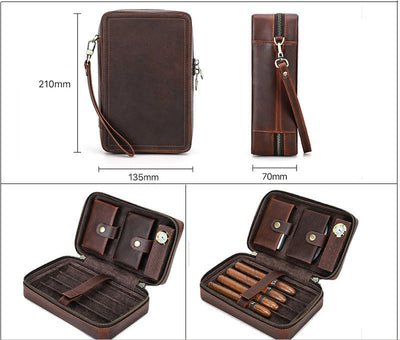 Traff "Cigar Vault Pro" Caja de Puros de Cuero Verdadero