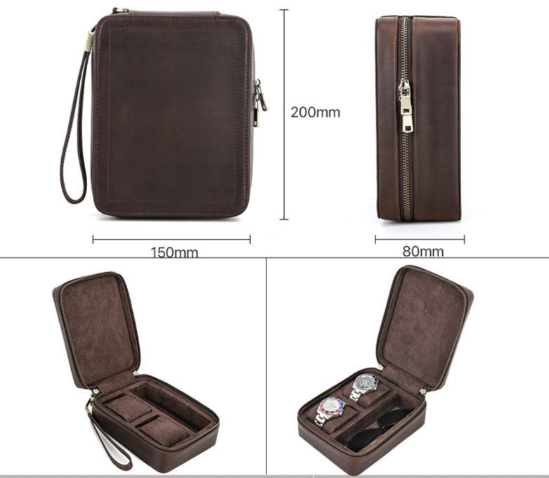 Traff Caja Dual Vault de Cuero para Reloj y Gafas