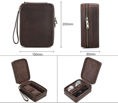 Traff Caja Dual Vault de Cuero para Reloj y Gafas