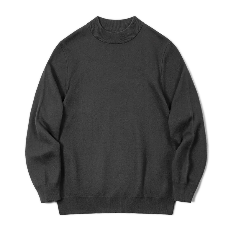 Maden Autumn Winter New Regular Fit 12 Gauge Sweater Men Half Turtleneck Pullovers Knitwear Solid Color Warm Bottom Shirt