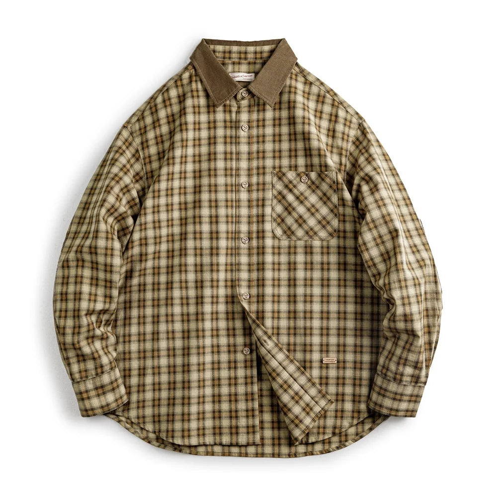 Camisa Traff Vintage de Diseño con Solapa de Pana