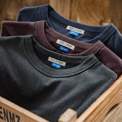 Maden Workwear American Style Plush Long Sleeved T-shirt Elastic Underwear Bottom Sweater Men's Autumn