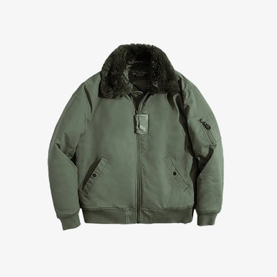 Maden Vintage B15 Bomber Jacket for Men Faux Rabbit Fur Lapel Signature Arm Pocket Winter Thickened Warm Windproof Coat Parkas