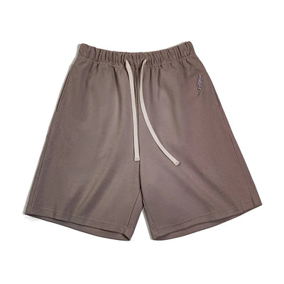 Maden Men's 340g Heavyweight Casual Shorts Knitted Breathable Summer Shorts with Lightning Embroidered Sport Gym Short Pants