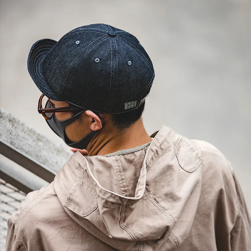 Maden Oversize Men's Denim Golf Caps Casual Newsboy Hat Amekaji Retro Beret Wild Hats Uncle Fu Unisex Vintage Flip Octagonal Cap