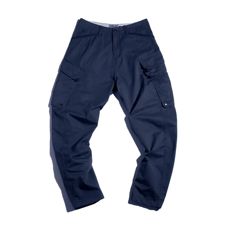 Maden Workwear American Style Large Pocket 3D Cut Leggings Drawstring  Green Cropped Pants Men's Trend